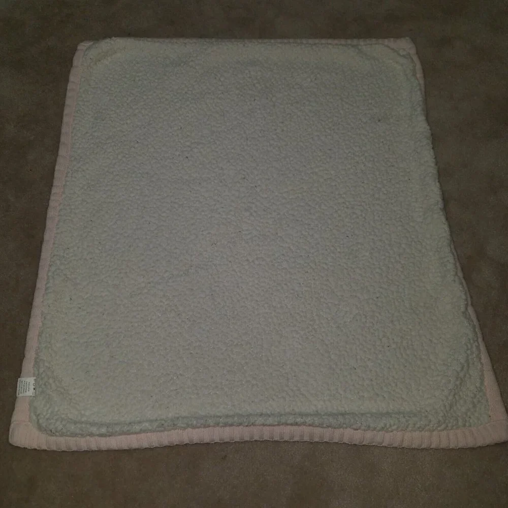 Mud Pie Pale Pink Knit Diamond Baby Blanket White Sherpa Lovey Girl